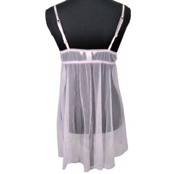 Vtg Y2K Delicates Mesh Babydoll Slip Dress M Embroidered Beaded Coquette Floral - Picture 8 of 10